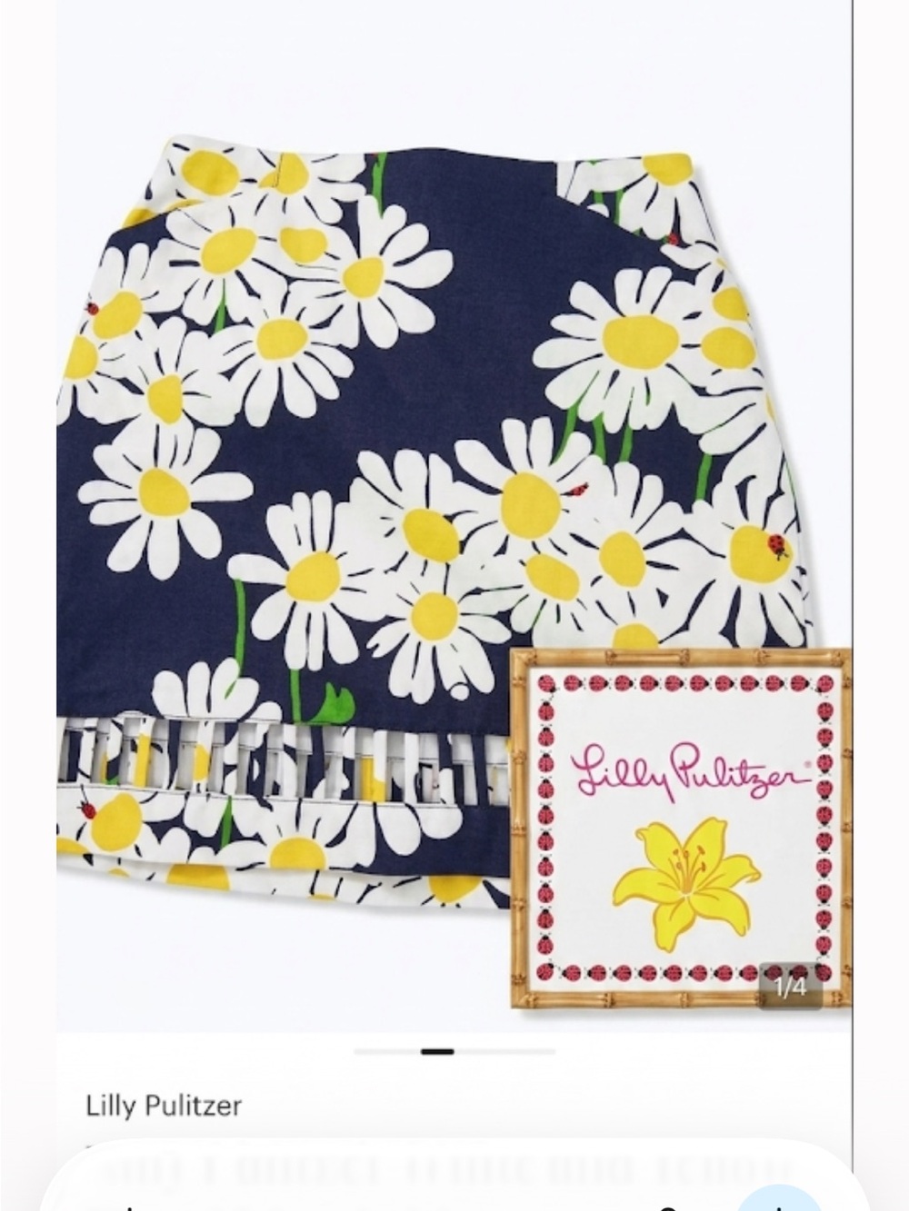 Lilly Pulitzer White and Yellow Floral Lined skirt - Picture 1 of 5